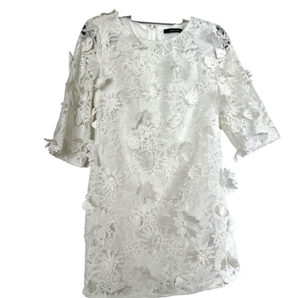Ark & Company Floral Lace White Dress Size Small - Picture 3 of 11